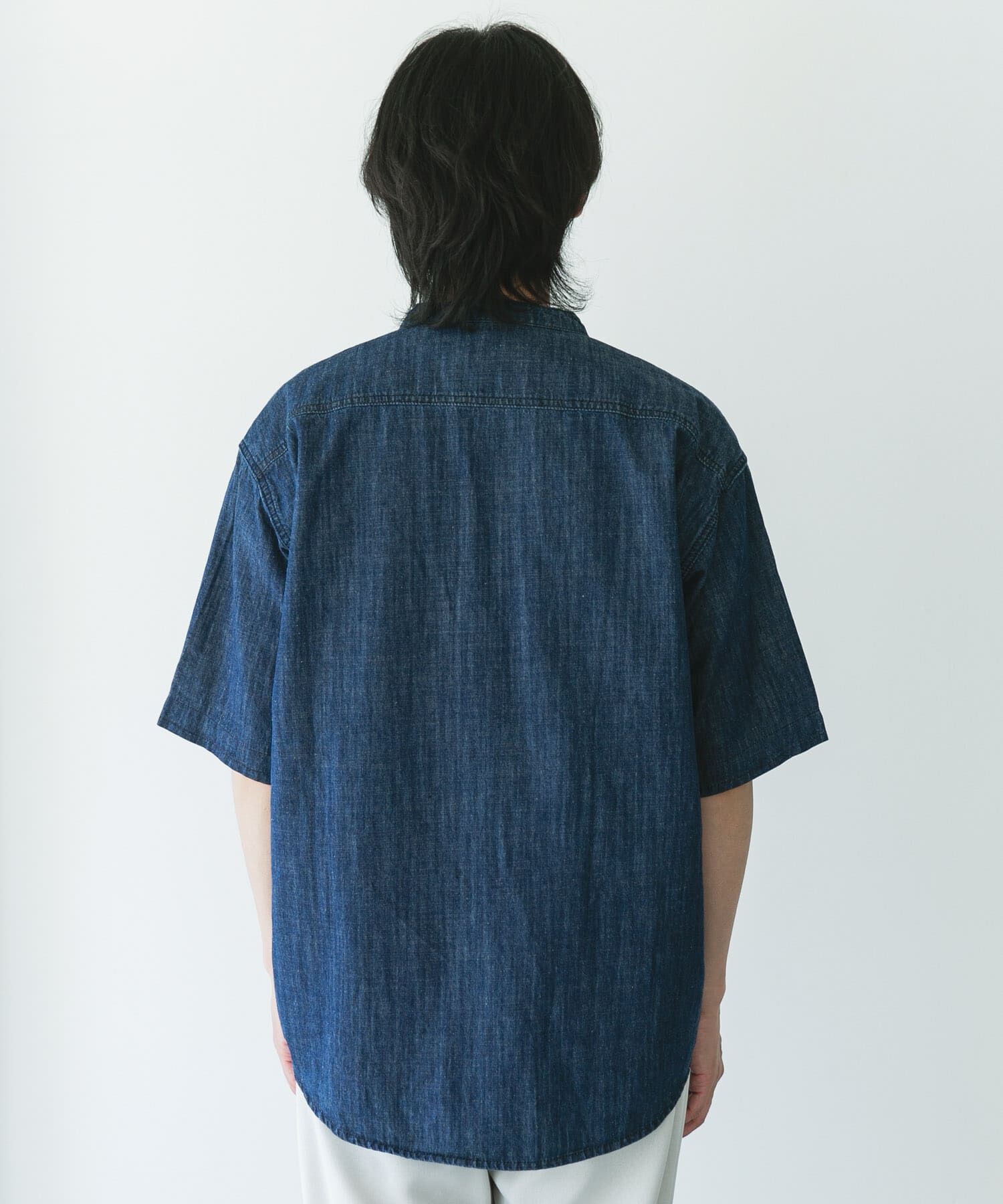 URBAN RESEARCH DOORS「リネン混 デニムバンドショートスリーブシャツ」|シャツ・ブラウス|
