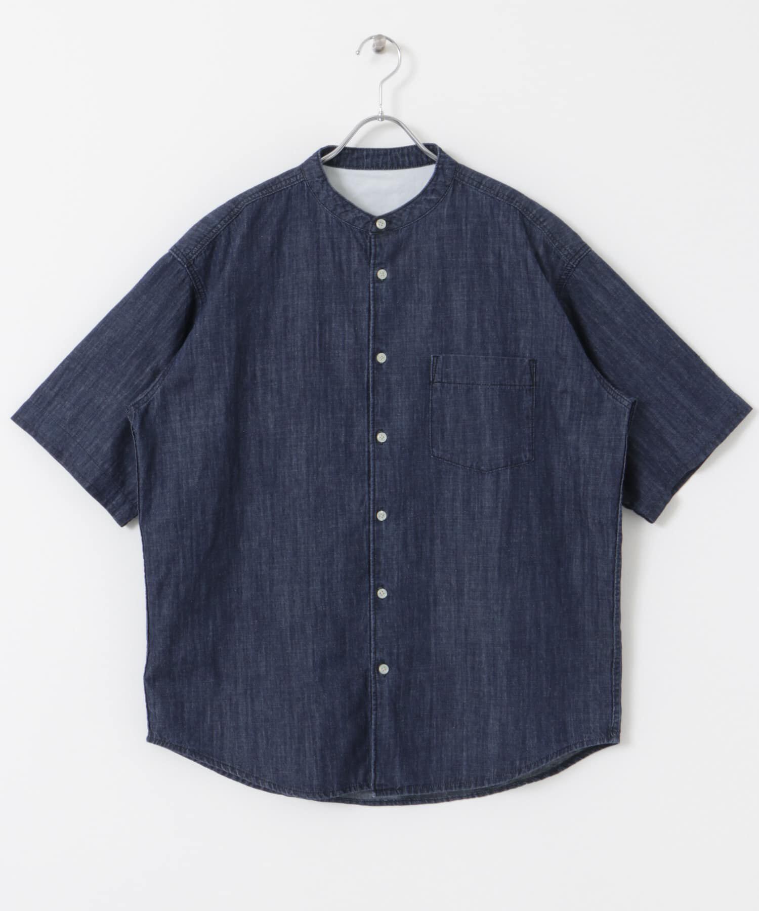 URBAN RESEARCH DOORS「リネン混 デニムバンドショートスリーブシャツ」|シャツ・ブラウス|