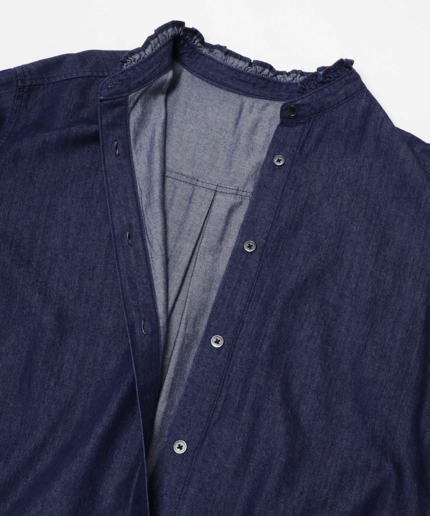 URBAN RESEARCH DOORS「デニムフリルスタンドシャツ」|シャツ・ブラウス|