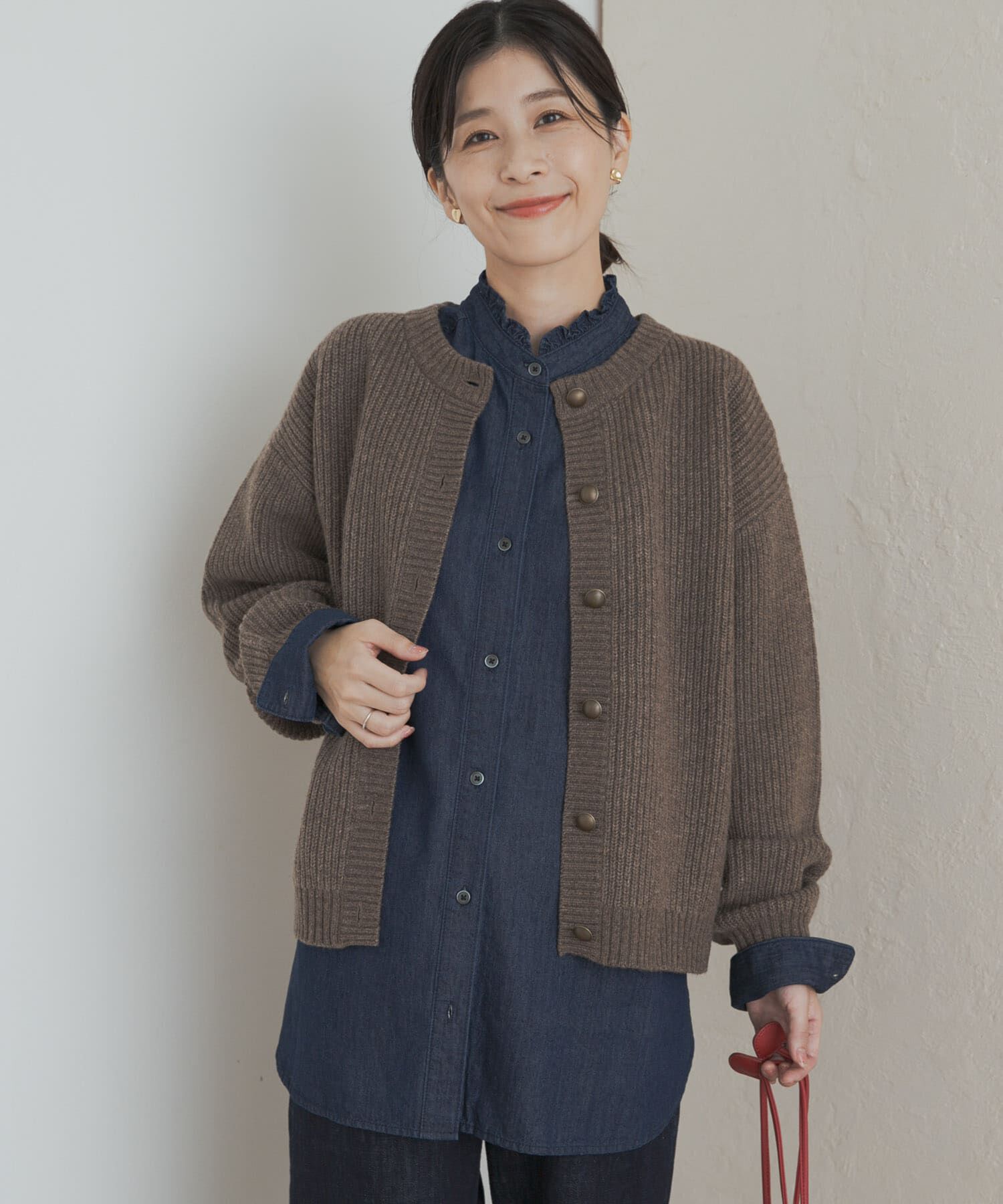 URBAN RESEARCH DOORS「デニムフリルスタンドシャツ」|シャツ・ブラウス|