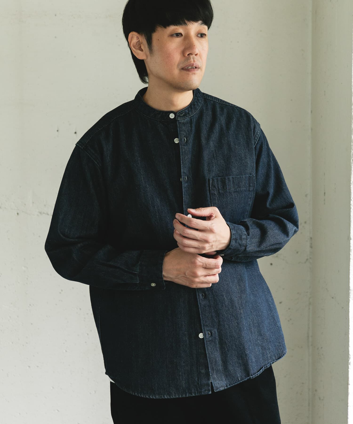 URBAN RESEARCH DOORS「デニムバンドカラーシャツ」|シャツ・ブラウス|