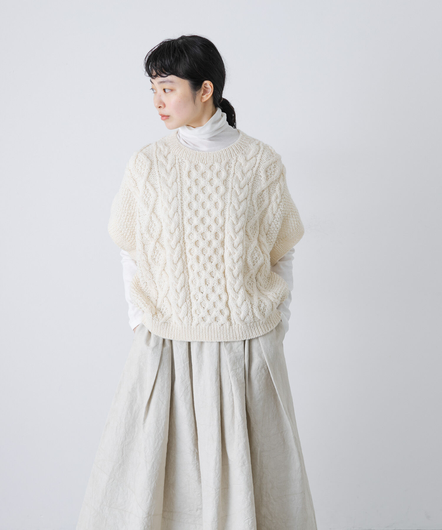 かぐれ「ペルーアランワイドベスト」|ニット・セーター|