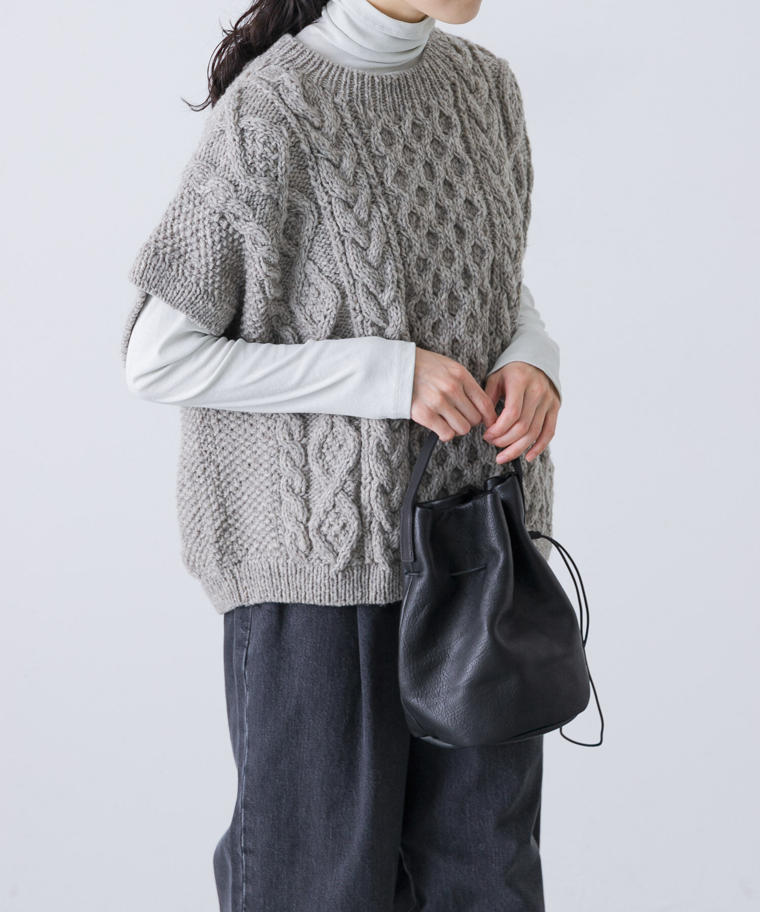 かぐれ「ペルーアランワイドベスト」|ニット・セーター|