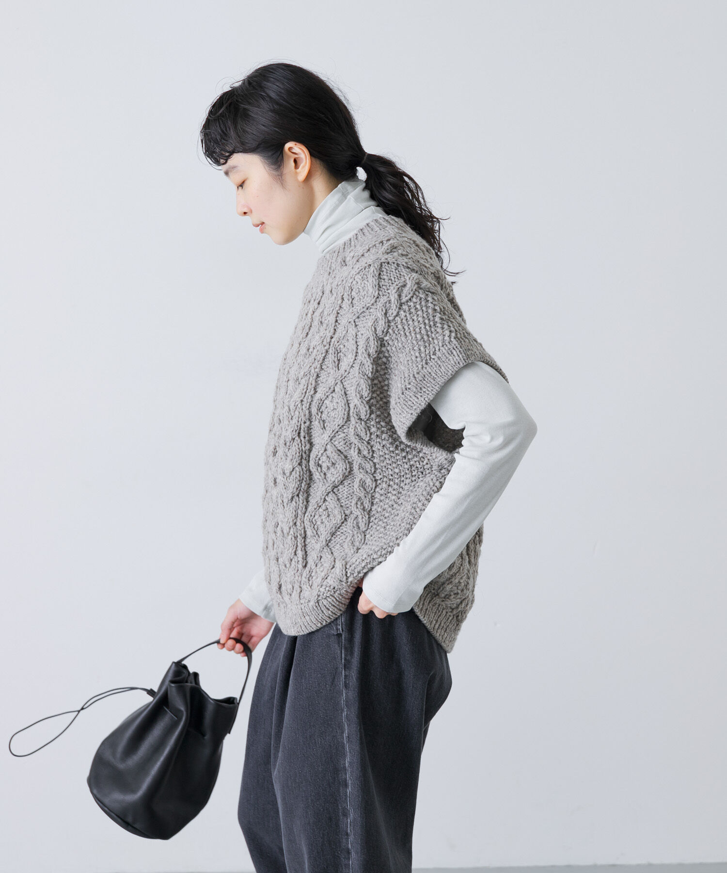 かぐれ「ペルーアランワイドベスト」|ニット・セーター|