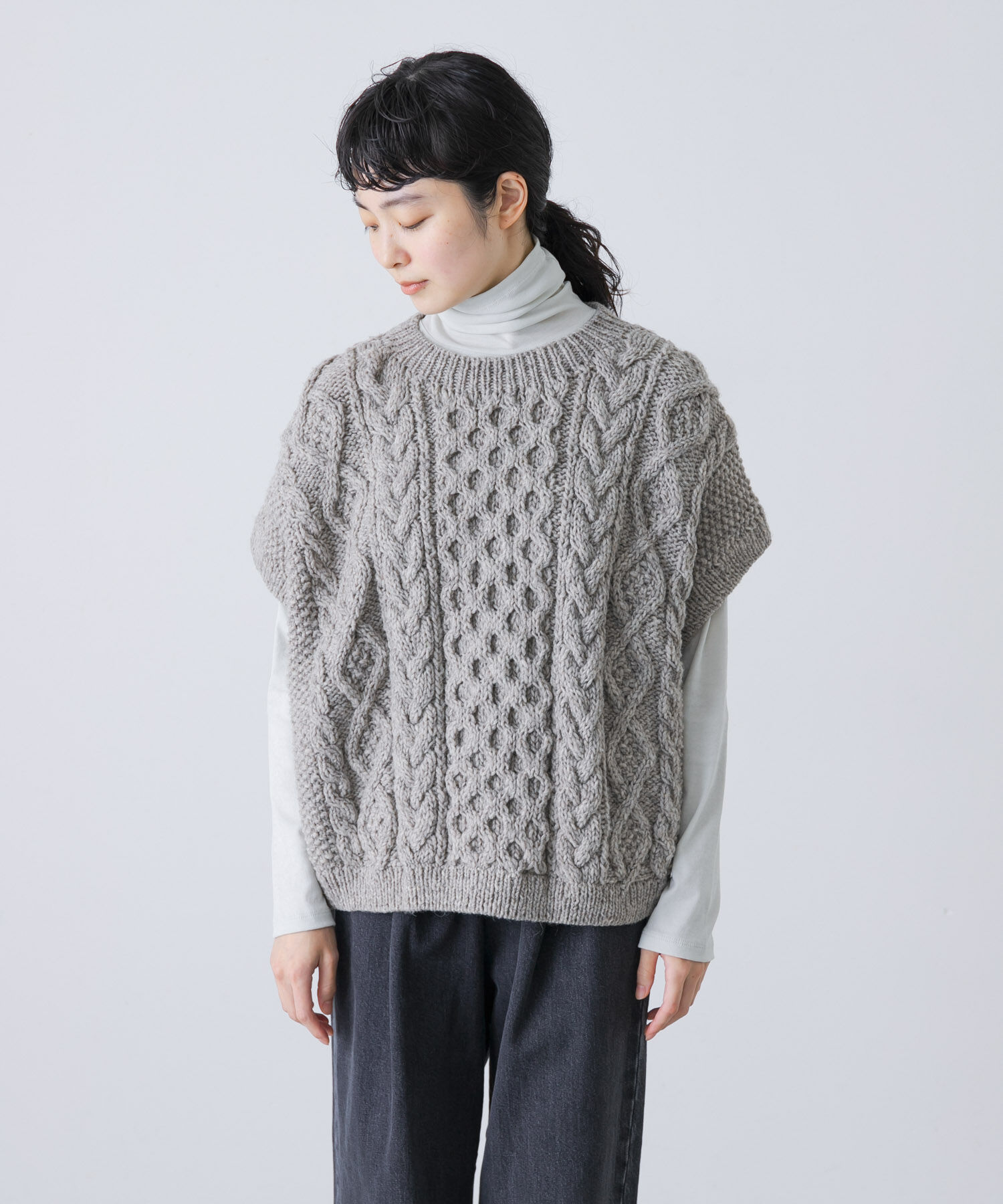 かぐれ「ペルーアランワイドベスト」|ニット・セーター|