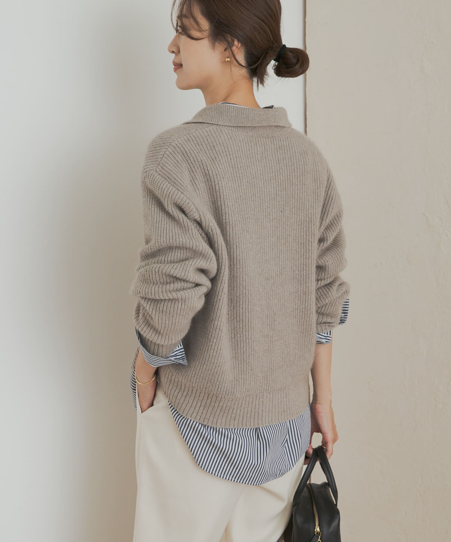 URBAN RESEARCH DOORS「FOX混衿付き畦ニット」|ニット・セーター|