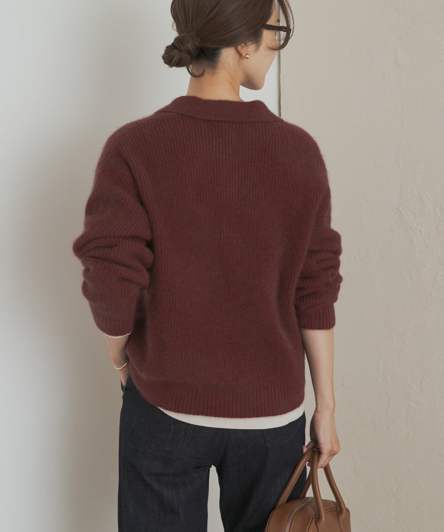 URBAN RESEARCH DOORS「FOX混衿付き畦ニット」|ニット・セーター|