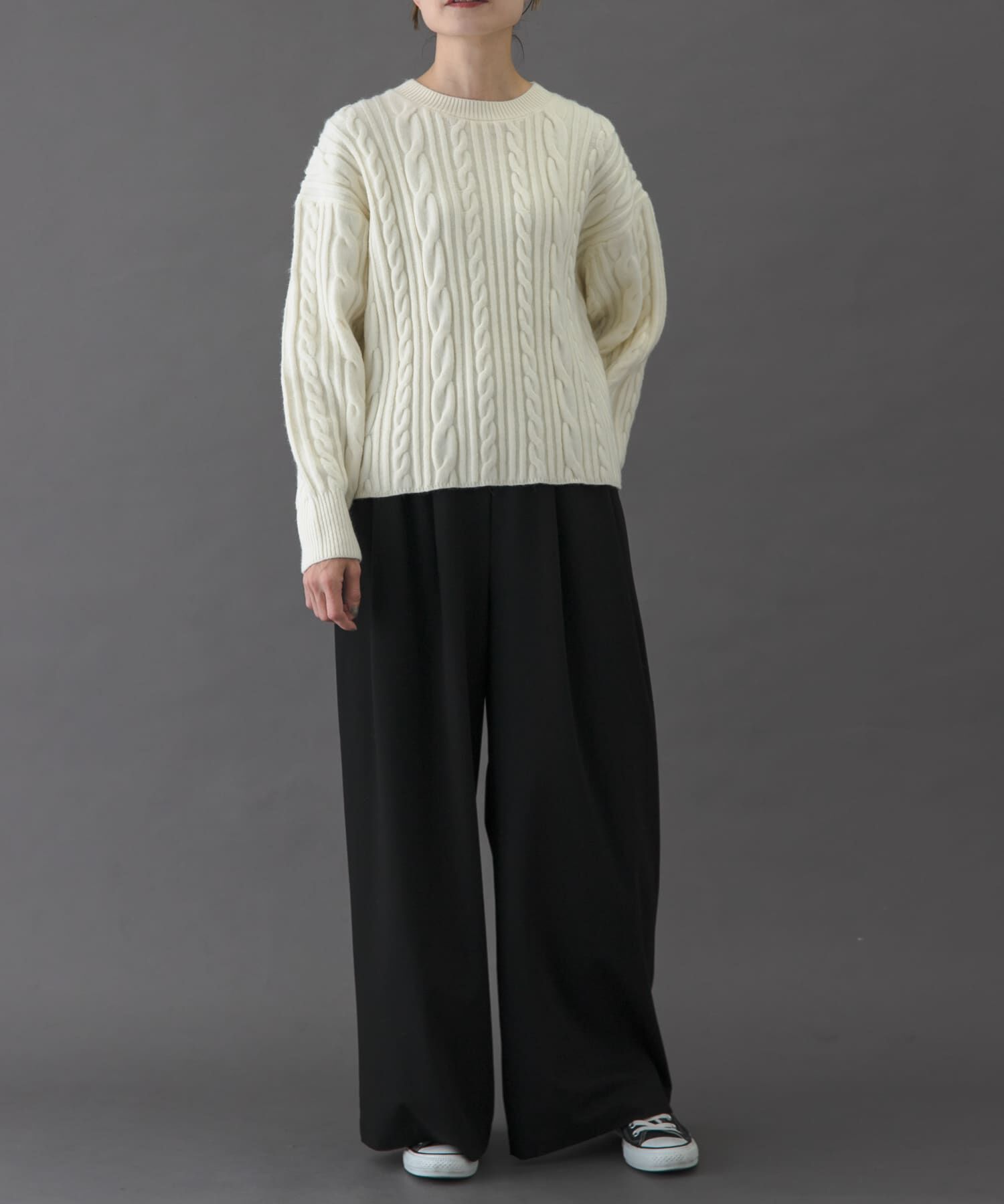 URBAN RESEARCH DOORS「FORK&SPOON　ケーブルニットプルオーバー」|ニット・セーター|