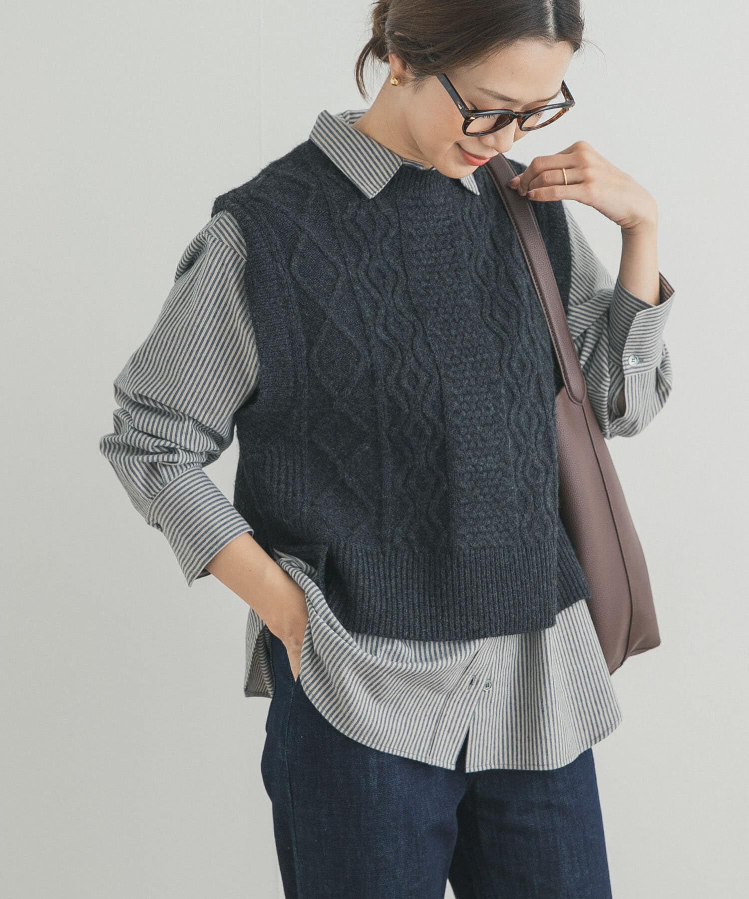 URBAN RESEARCH DOORS「ケーブル柄ニットベスト」|ベスト・ジレ|