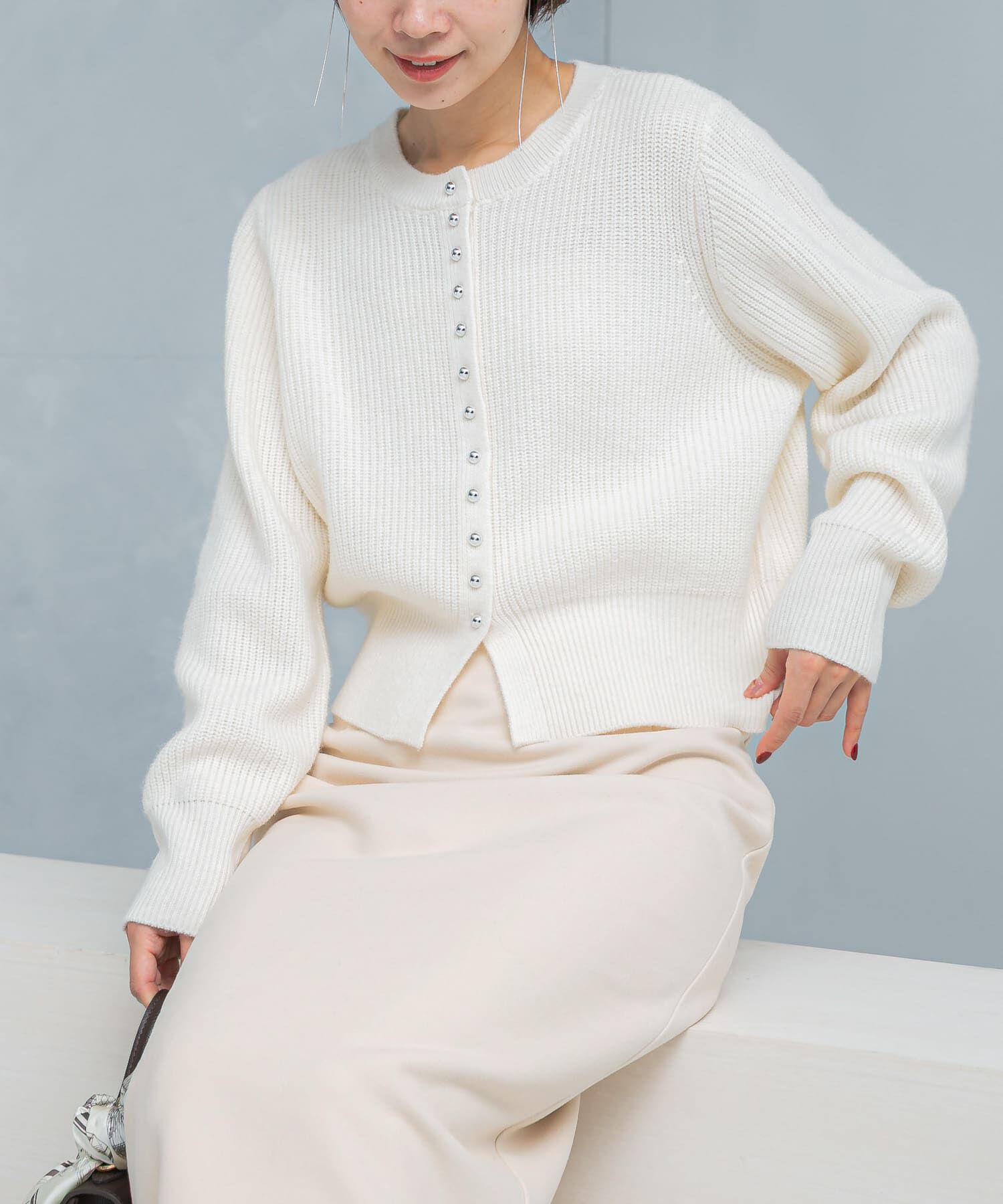 URBAN RESEARCH ROSSO「ボタンデザインニットプルオーバー」|カーディガン|