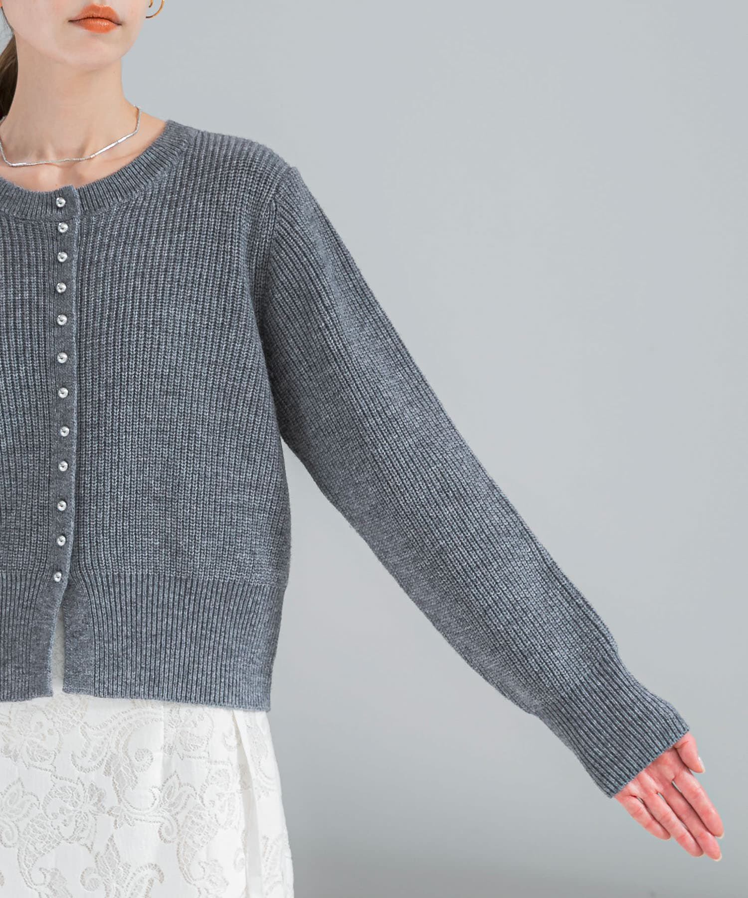 URBAN RESEARCH ROSSO「ボタンデザインニットプルオーバー」|カーディガン|