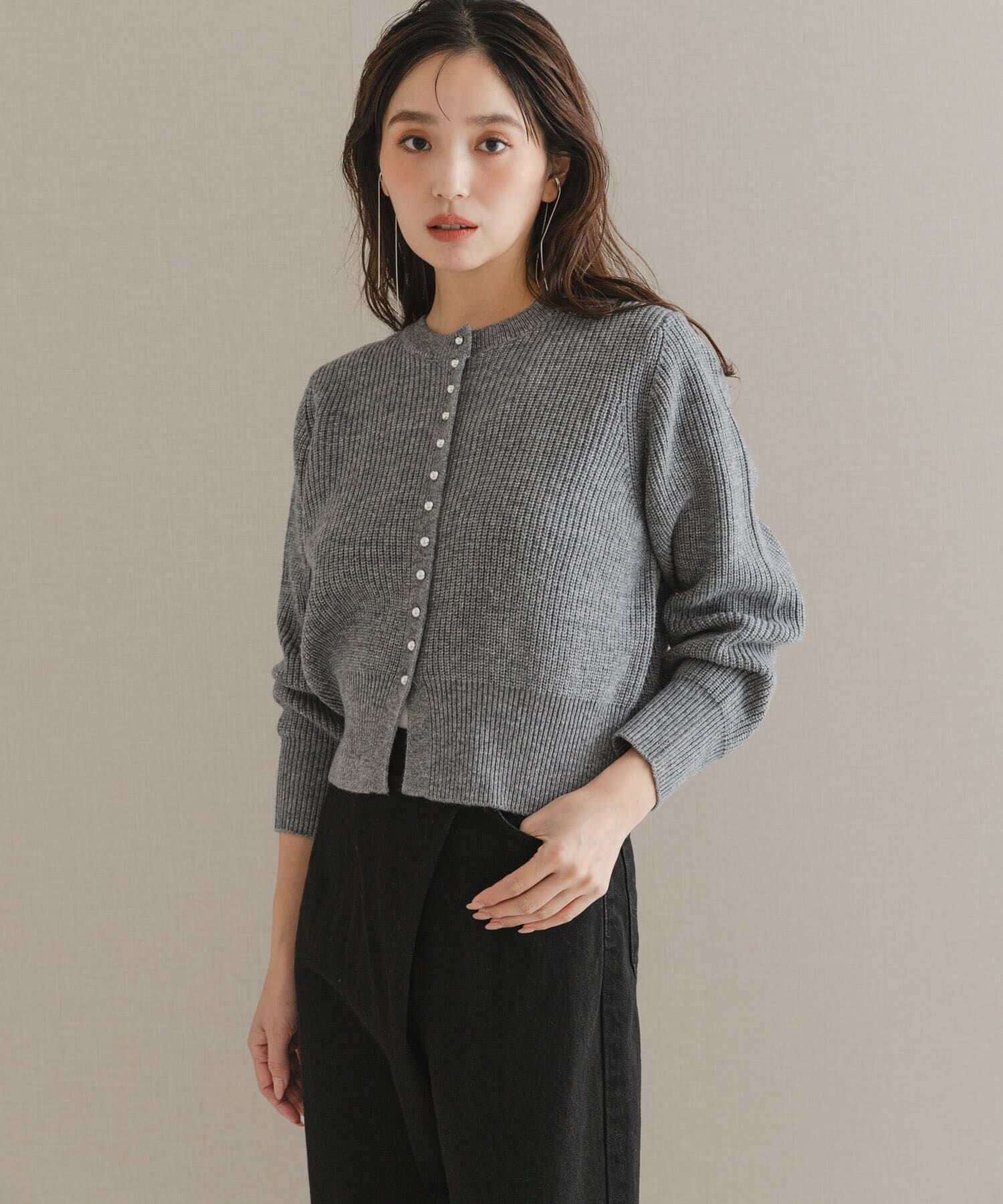 URBAN RESEARCH ROSSO「ボタンデザインニットプルオーバー」|カーディガン|