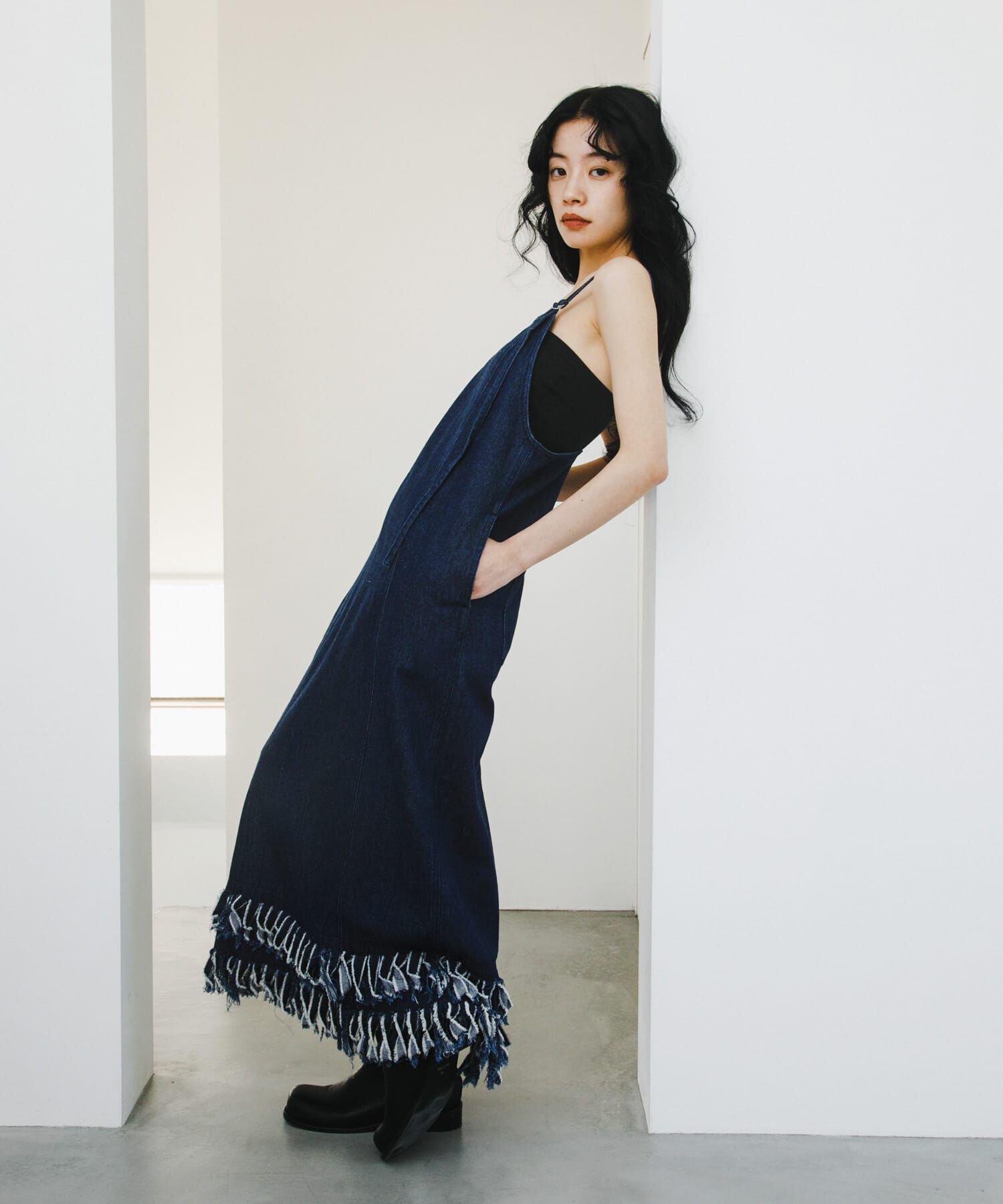  「フリンジデニムキャミワンピース」|ワンピース|