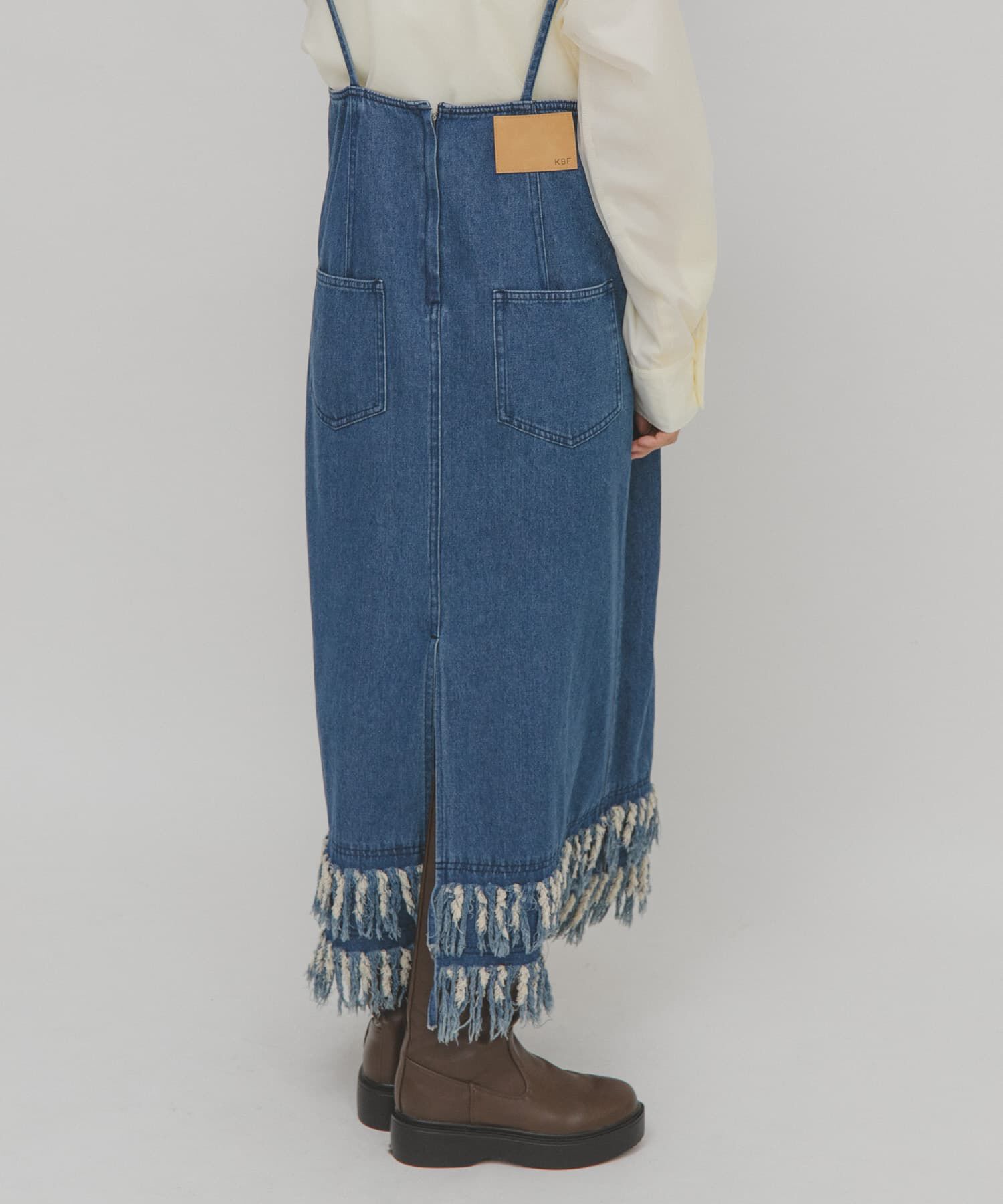  「フリンジデニムキャミワンピース」|ワンピース|