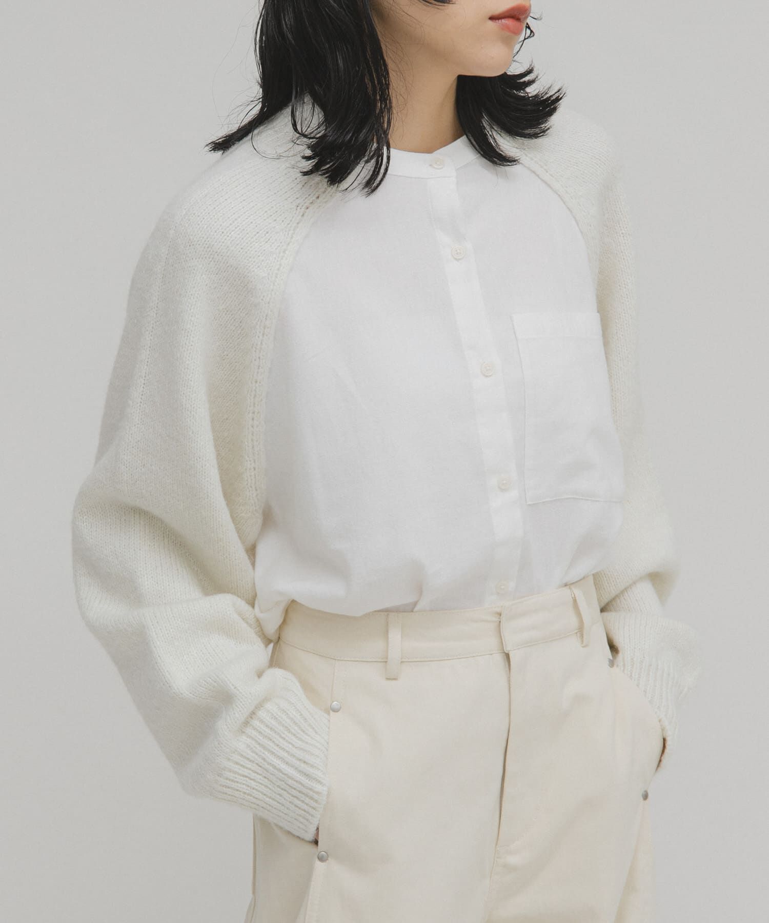  「ニットスリーブデザインシャツ」|シャツ・ブラウス|
