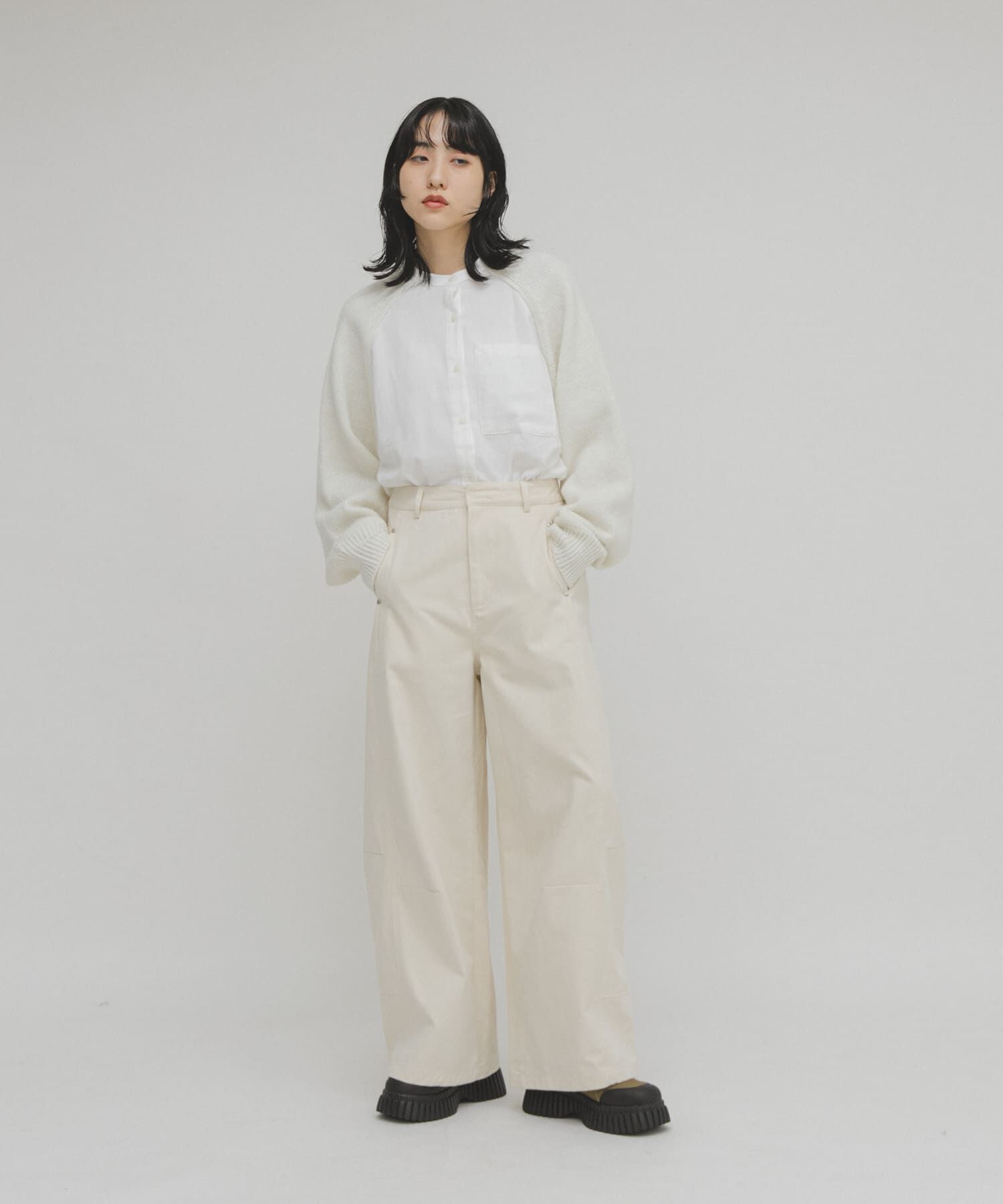  「ニットスリーブデザインシャツ」|シャツ・ブラウス|