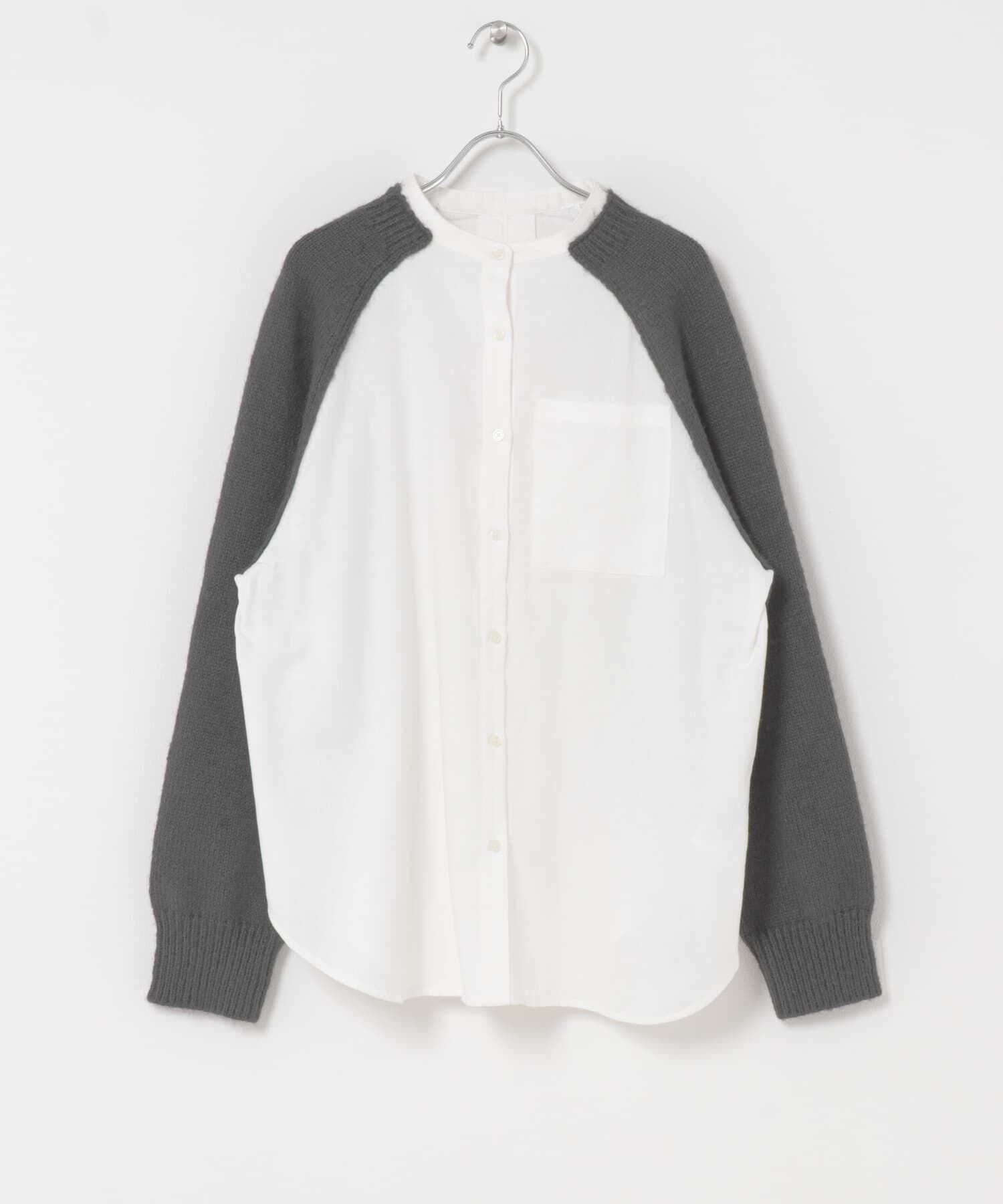  「ニットスリーブデザインシャツ」|シャツ・ブラウス|