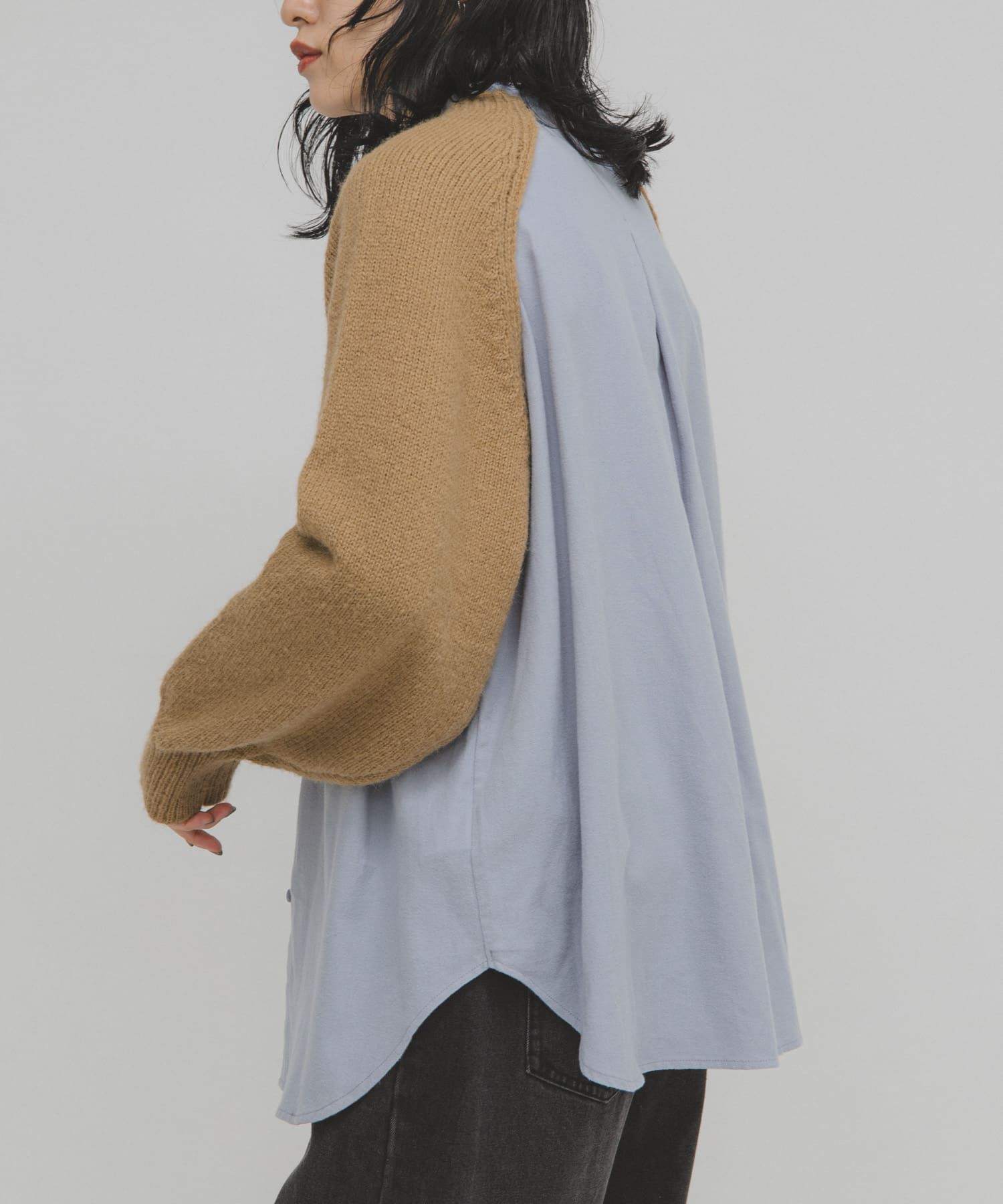  「ニットスリーブデザインシャツ」|シャツ・ブラウス|