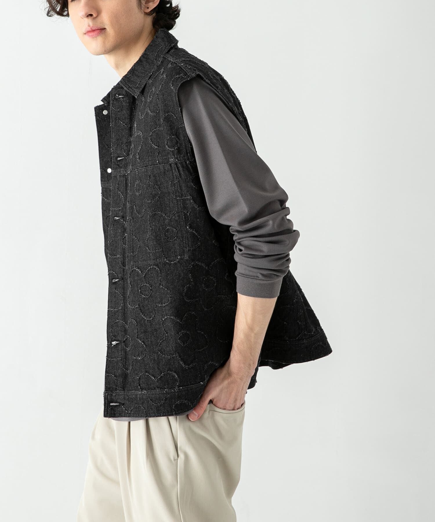 SENSE OF PLACE by URBAN RESEARCH「『セットアップ対応』 フラワーデニムベスト」|ベスト・ジレ|