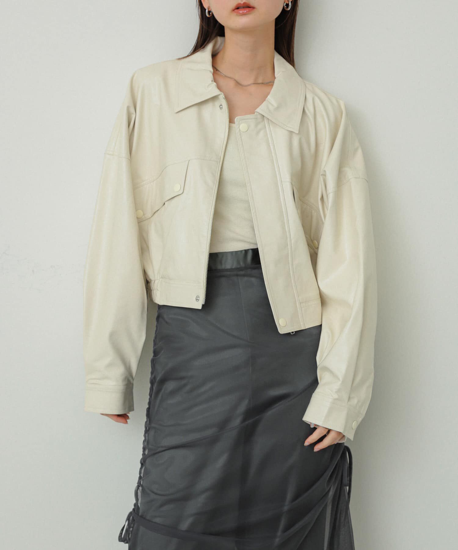 SENSE OF PLACE by URBAN RESEARCH「クロップドレザーライクブルゾン」|ブルゾン・スタジャン|