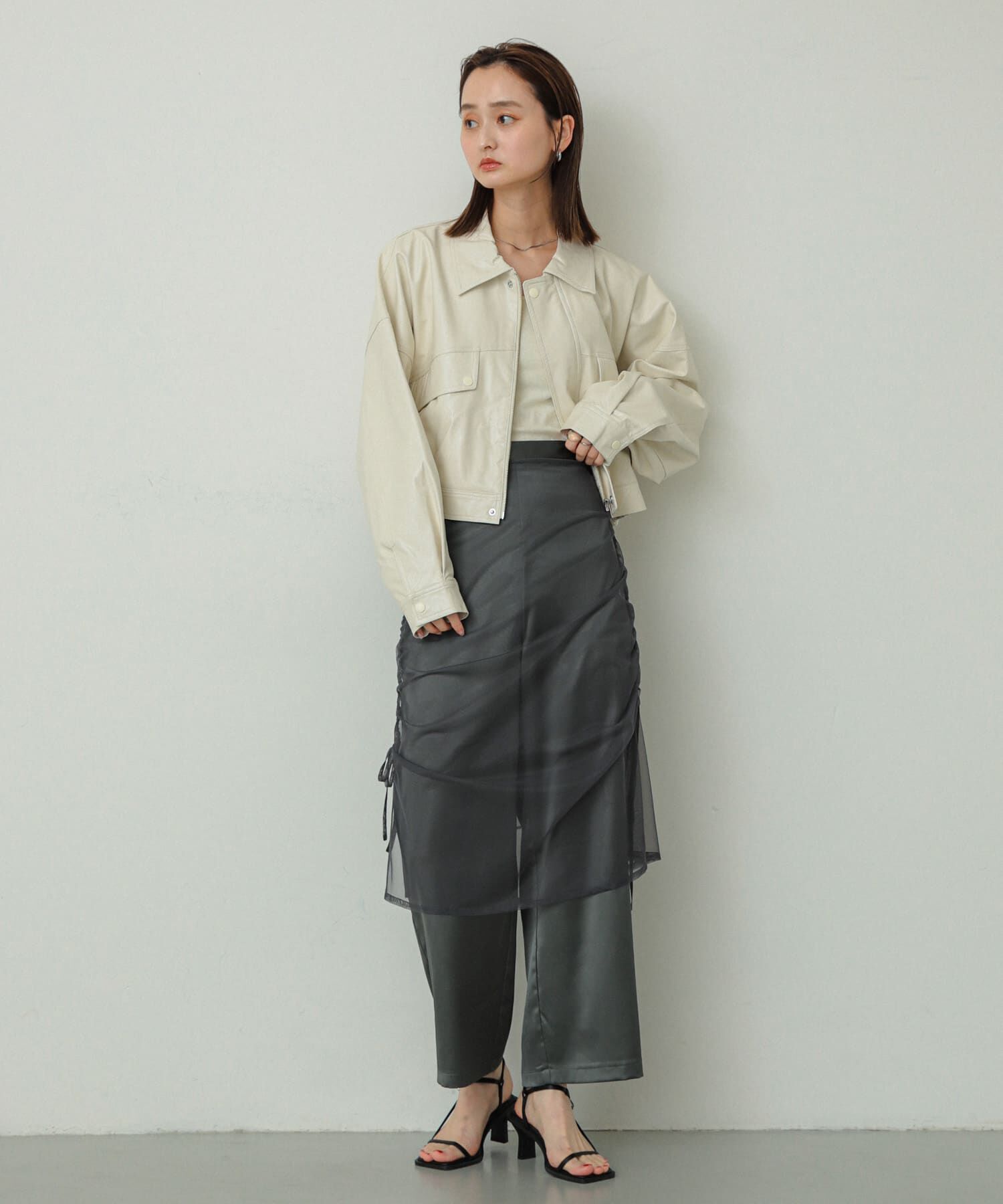 SENSE OF PLACE by URBAN RESEARCH「クロップドレザーライクブルゾン」|ブルゾン・スタジャン|