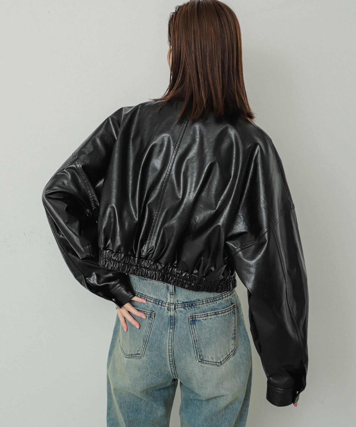 SENSE OF PLACE by URBAN RESEARCH「クロップドレザーライクブルゾン」|ブルゾン・スタジャン|