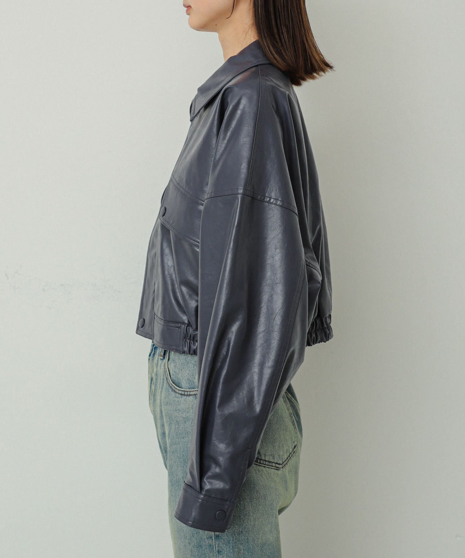 SENSE OF PLACE by URBAN RESEARCH「クロップドレザーライクブルゾン」|ブルゾン・スタジャン|