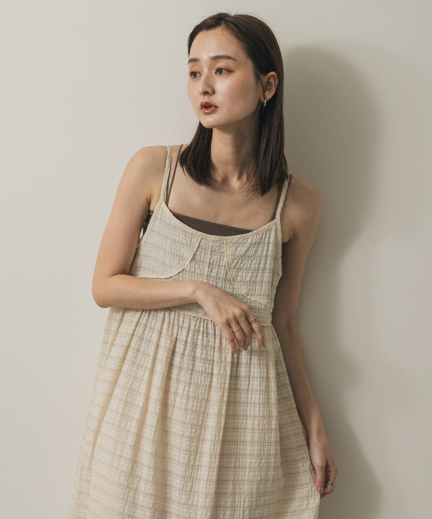 SENSE OF PLACE by URBAN RESEARCH「チェックジャガードキャミワンピース」|ワンピース|