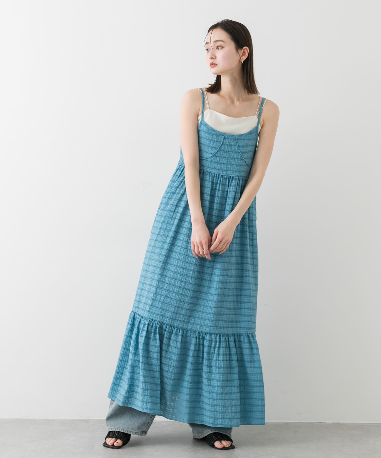 SENSE OF PLACE by URBAN RESEARCH「チェックジャガードキャミワンピース」|ワンピース|