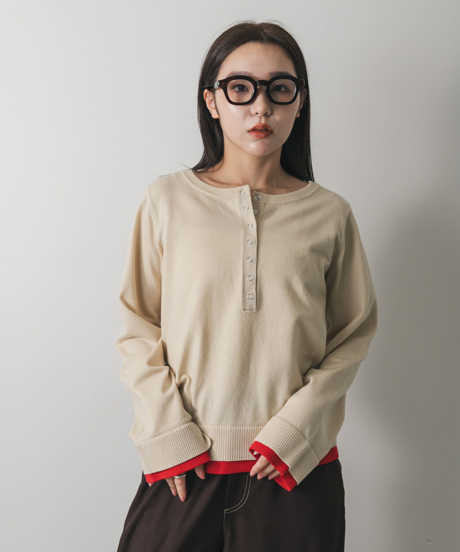 SENSE OF PLACE by URBAN RESEARCH「ヘンリーネックレイヤードセーター」|ニット・セーター|ベージュ