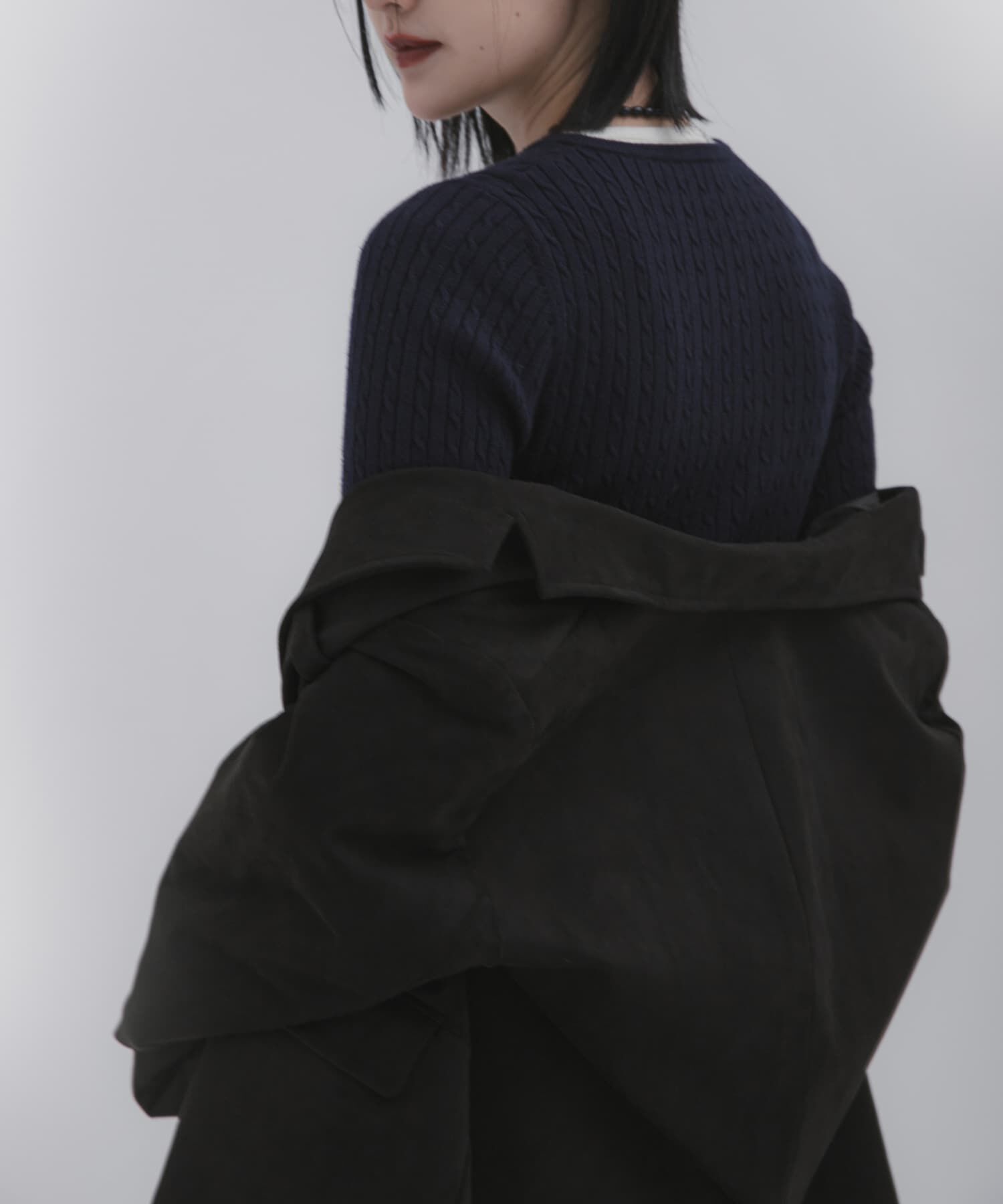 SENSE OF PLACE by URBAN RESEARCH「『洗濯可』シシュウヘンリーネックミニケーブルセーター」|ニット・セーター|