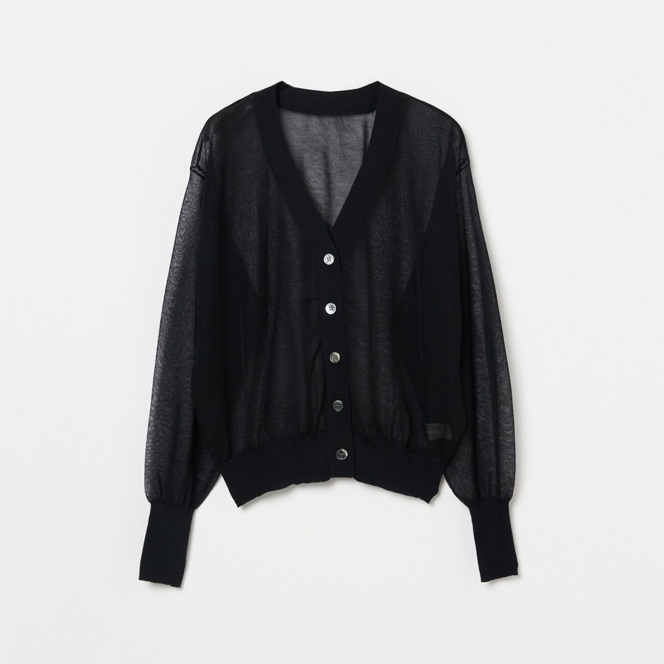 HELIOPOLE「HELIOPOLE SHEER  V NECK CARDIGAN」|ニット・セーター|ブラック