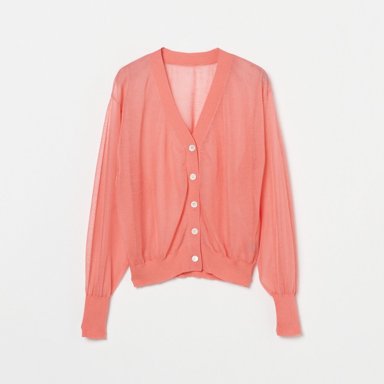 HELIOPOLE「HELIOPOLE SHEER  V NECK CARDIGAN」|ニット・セーター|ピンク