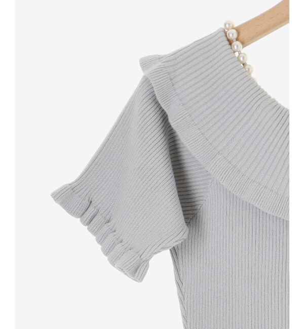  「パールチェーンオフショルフリルニット」|ニット・セーター|