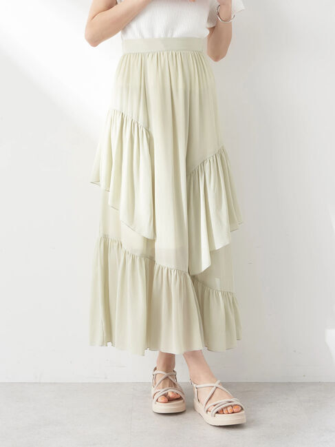 earth music&ecology「シアー楊柳アシメティアードスカート」|スカート|