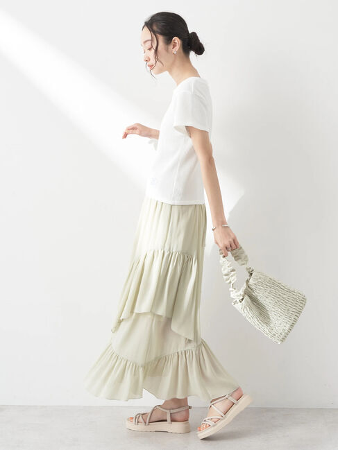 earth music&ecology「シアー楊柳アシメティアードスカート」|スカート|
