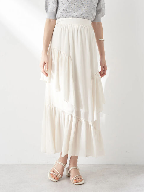 earth music&ecology「シアー楊柳アシメティアードスカート」|スカート|