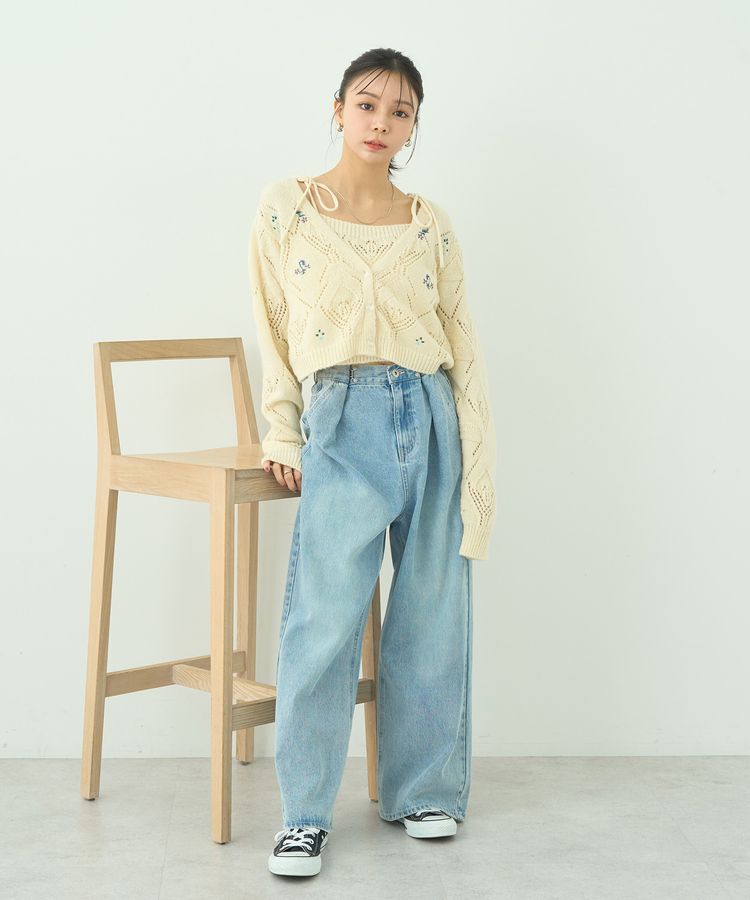 earth music&ecology「タックホックデニムパンツ」|デニム|