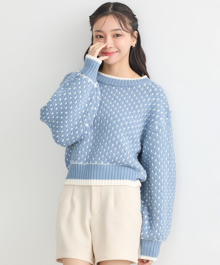 earth music&ecology「ポコポコジャガードニットプルオーバー」|ニット・セーター|Blue
