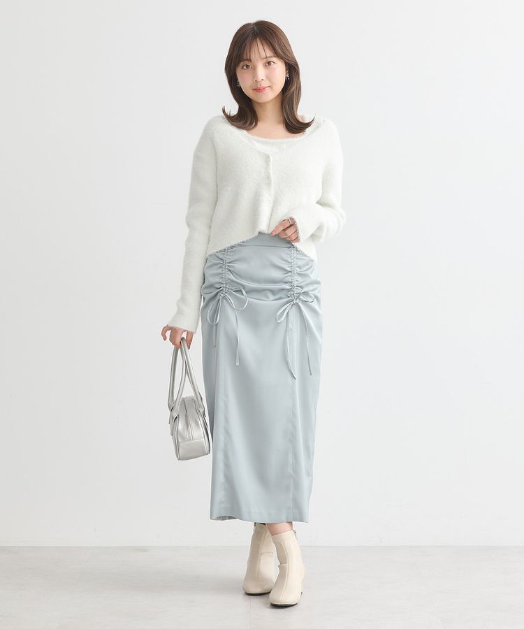 earth music&ecology「フロントドロストリボンナロースカート」|タイト|