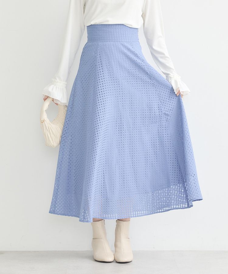 earth music&ecology「シアーチェックスカート」|フレア|