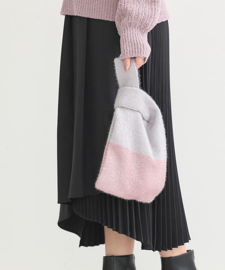 earth music&ecology「バイカラーキラキラニットハンドバッグ」|ハンドバッグ|