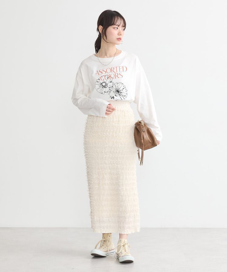 earth music&ecology「フェザーナロースカート」|タイト|