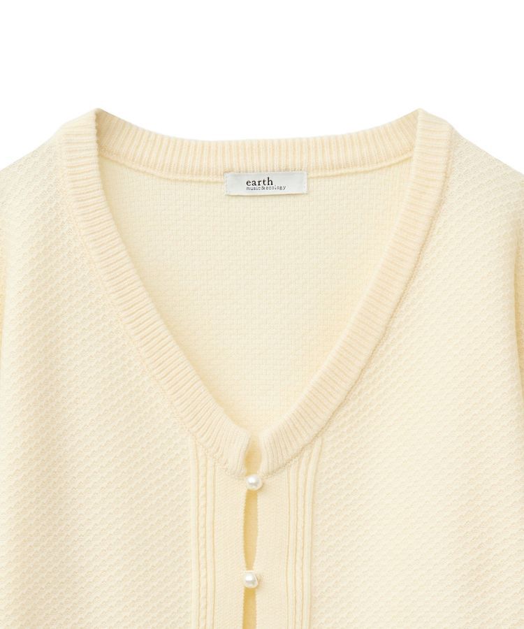 earth music&ecology「パールボタンショートニットカーディガン」|カーディガン|