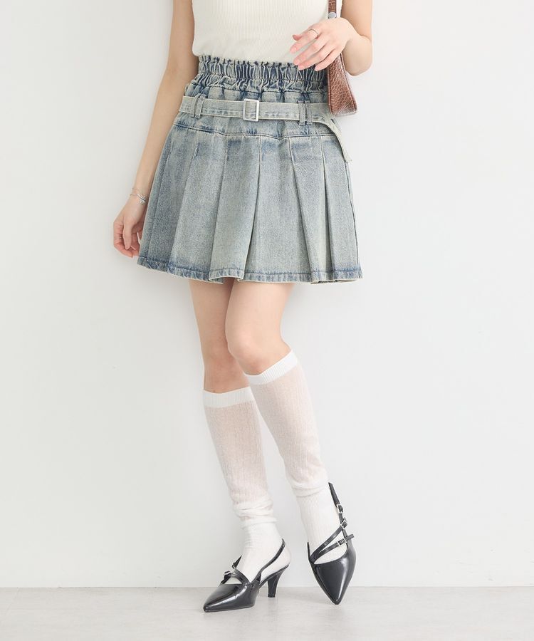 earth music&ecology「デニムプリーツスカパン」|スカート|