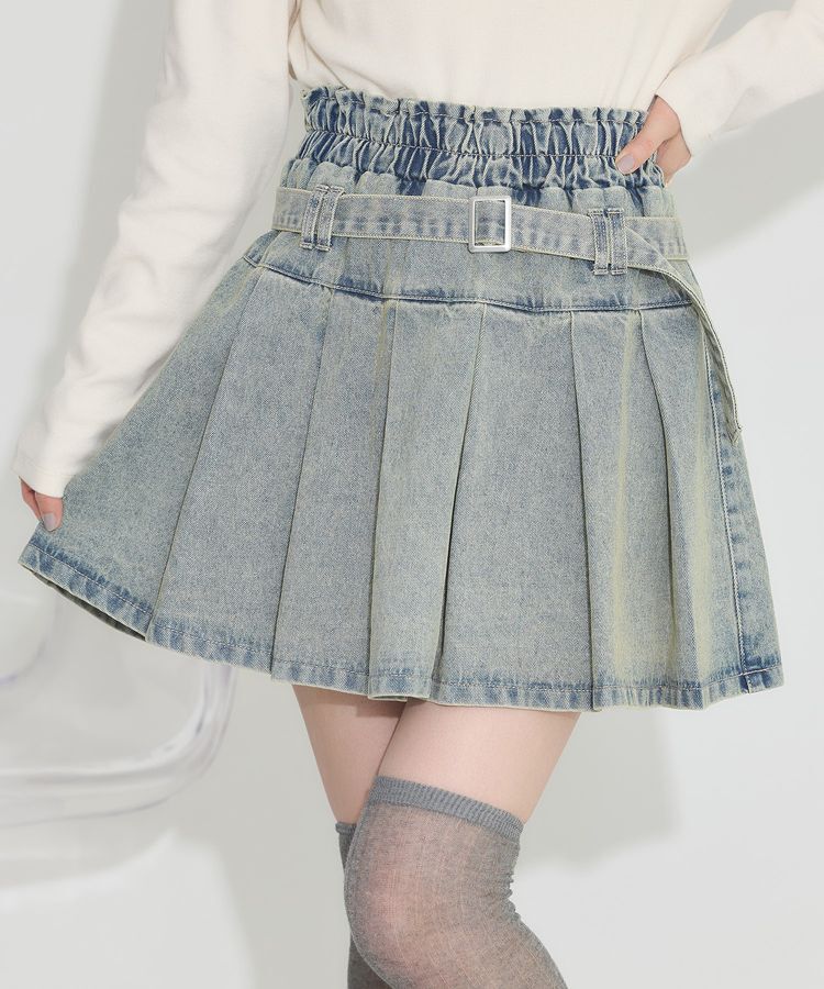 earth music&ecology「デニムプリーツスカパン」|スカート|