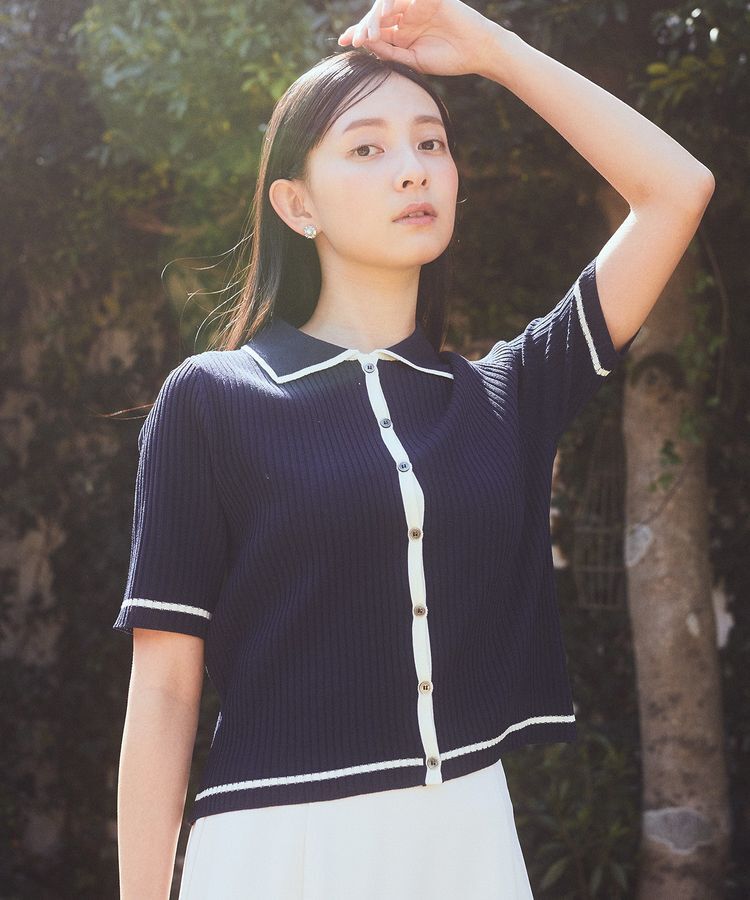 earth music&ecology「リブニットカーディガン」|カーディガン|Navy