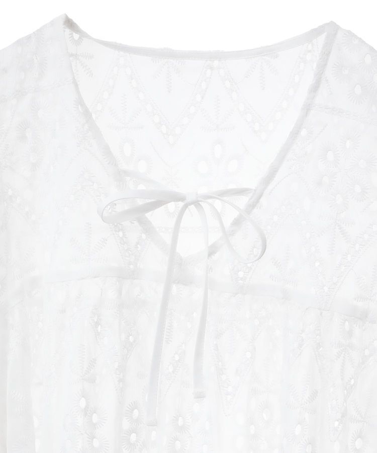 earth music&ecology「パフスリーブ楊柳刺繍チュニック」|チュニック|