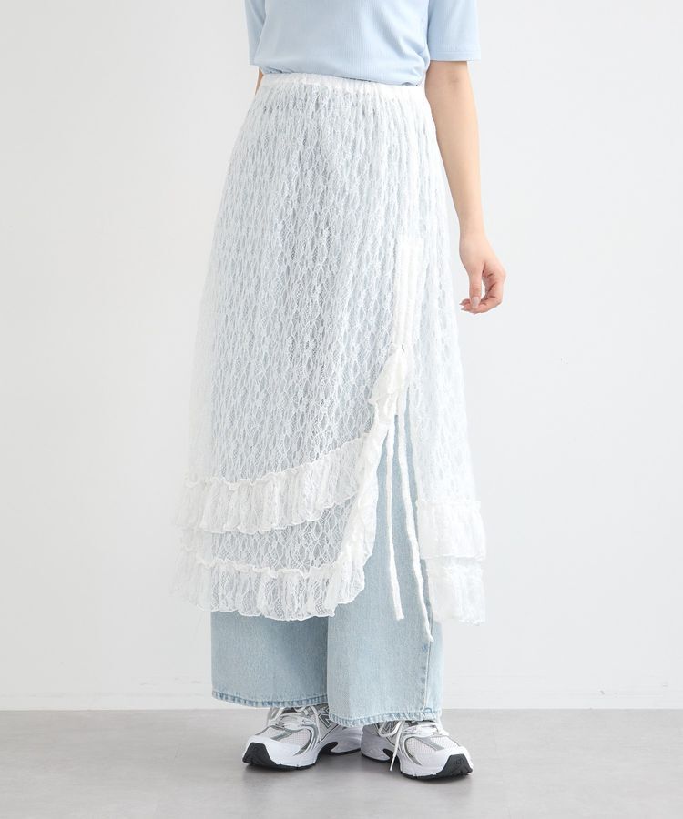 earth music&ecology「2wayレースレイヤードスカート」|スカート|