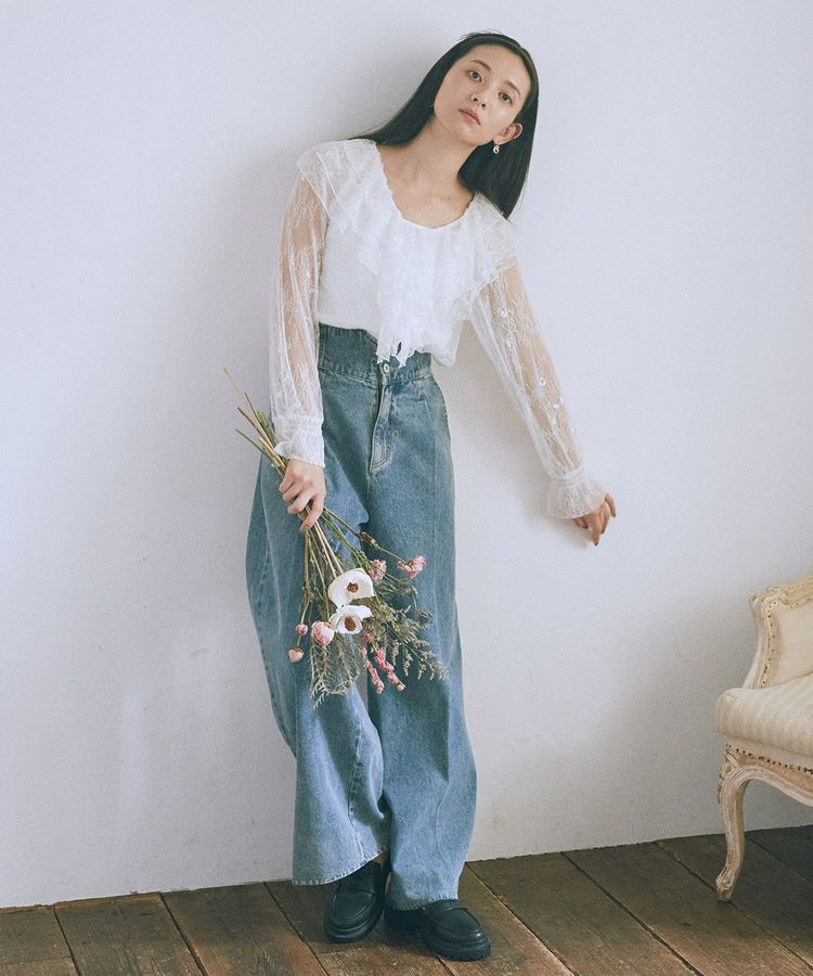 earth music&ecology「ハイウエストデニムパンツ」|デニム|